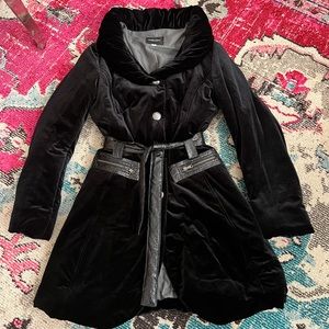 Madre Perla Firenze plush coat with leather MADE IN ITALY SIZE 46 IT.  New.